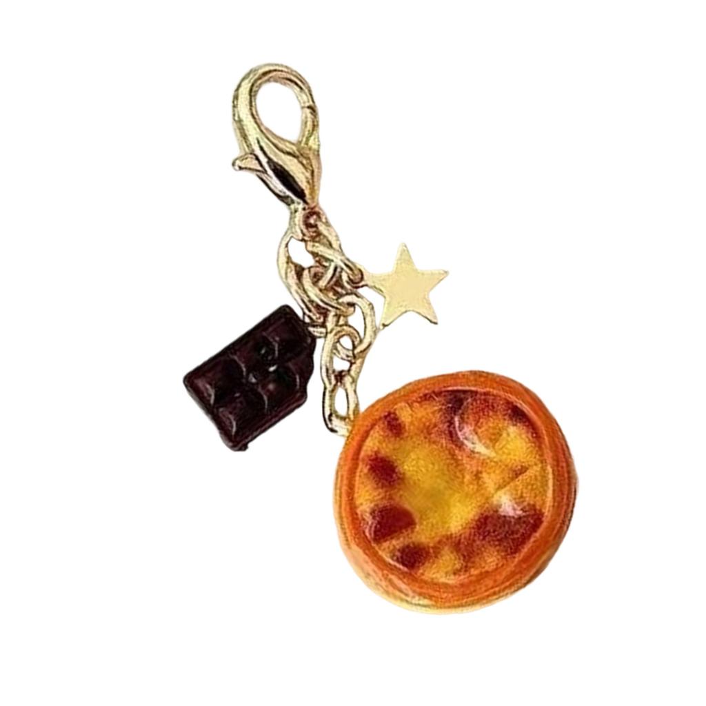 Original Egg Tart Buckle Keychain Unique Creative Designs Sturdy Alloy Resin Materials for Backpack Decoration
