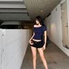 Slim Fit Y2k Crop Top Spicy Girl Style Short Sleeve Solid Tops Sweet Off Shoulder T-shirt  Girl