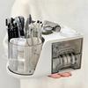 2-In-1 Rotating Pen Holder Rotating Desktop Organizer Storage Box With Drawer Plastic Pen Holder Cosmetic Storage Box