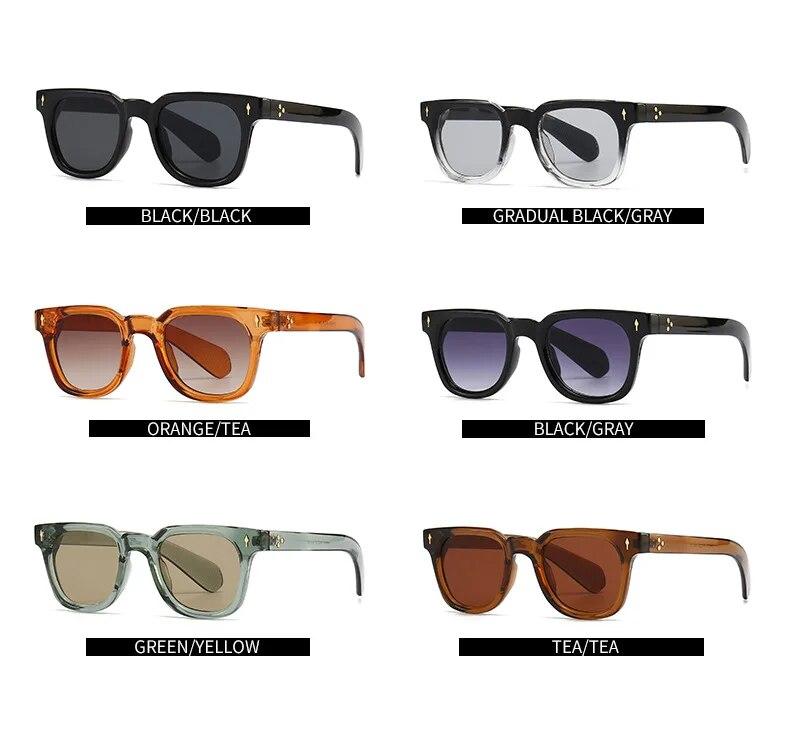 Retro Square Men Rivets Sunglasses Shades UV400 Fashion Women Green Sun Glasses