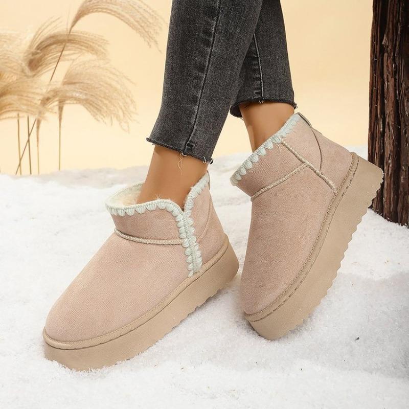 Winter New Thick-soled Velvet Thickened Snow Boots for Women's Foreign Trade Large-size Warm Sewing Bag Short Boots Cotton Shoes for Women
