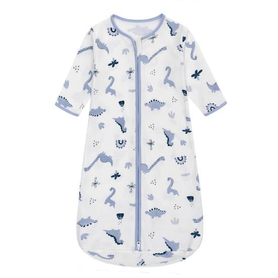 miracle baby" Pure Cotton Long‑Sleeve 3D Sleeping Bag with Animal Print, Center‑Opening, Breathable Summer Sleeping Bag for Children Aged 0–2 Years