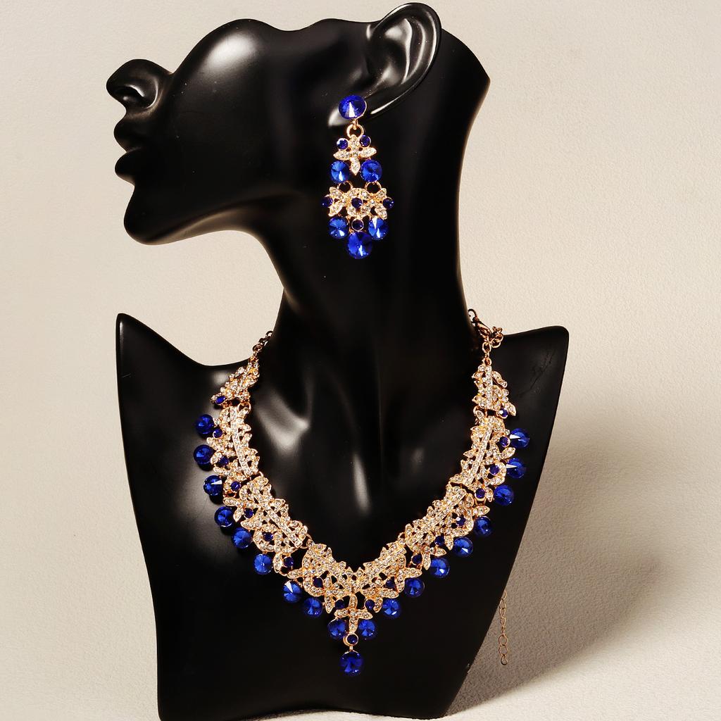 European and American Cross-border Fringed Earrings Necklace Set, High-end Retro Alloy Jewelry, Bridal Wedding Jewelry Two-piece Set