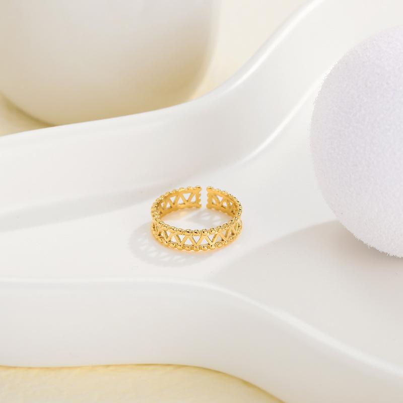 Wind Titanium Steel Ring Niche Design Jagged Open Ring Plated Real Gold Stainless Steel Hand Ornament