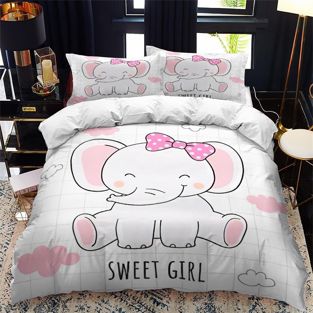 Comforter Animal Elephant Cartoon Kids Queen King Twin Size Bedding Set Wildlife Comforter 2/3Pcs Polyester