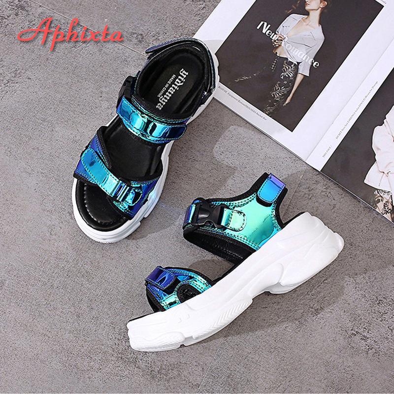 Aphixta 1.968 inch Platform Women Sandals 2025 New Ladies Hook & Loop Shoes Women's Wedges Shoes Summer Sandals