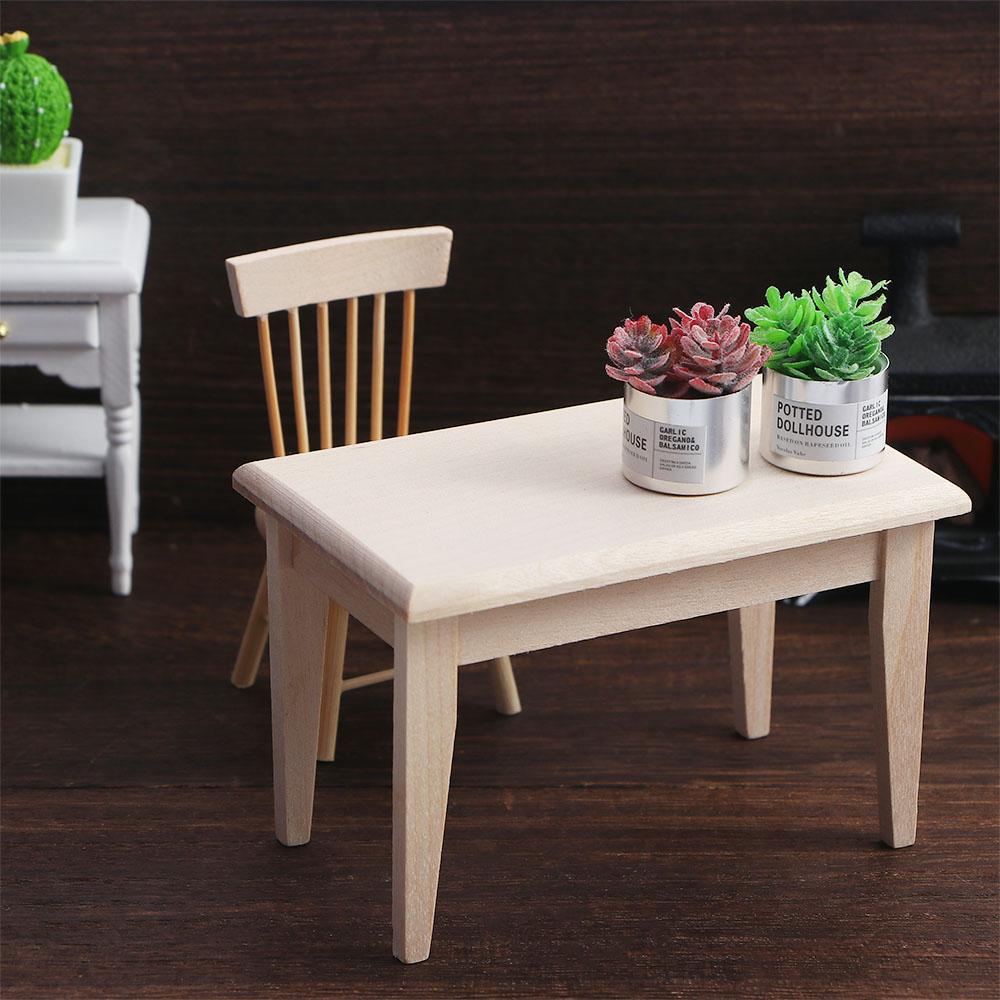 1/12 Scale Ornament Wooden Miniature Decorative Mini Table Dining Room Dollhouse Furniture Chair