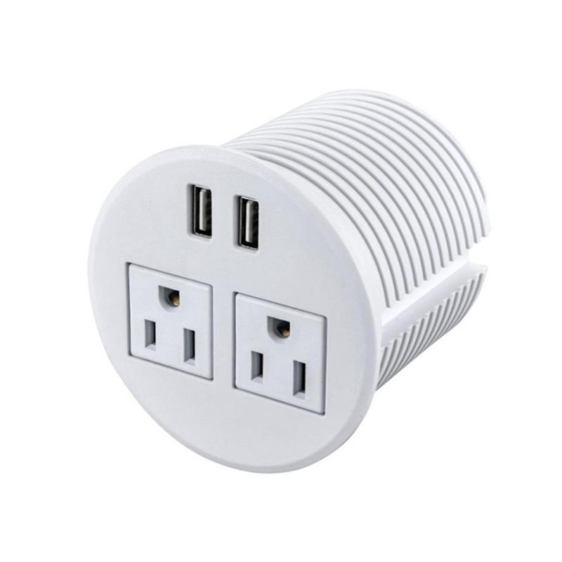 Standard Recessed Desk Outlet Invisible Design Metal Frame Desktop Power Grommet For Modern Office And Home Use