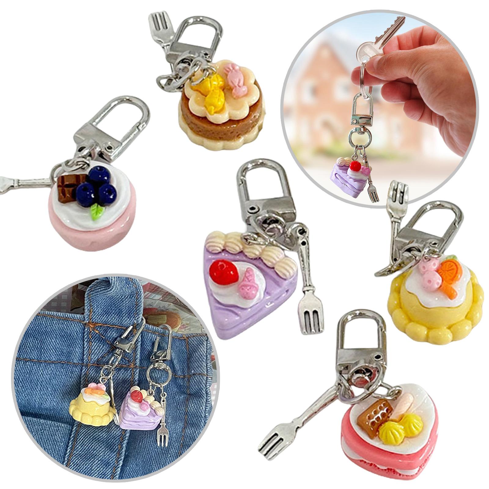 

Little Fork Dessert Charm Keychains Sweet Lovely Pendant Hangings Ornament Keyring Backpack Decoration for Women Girls