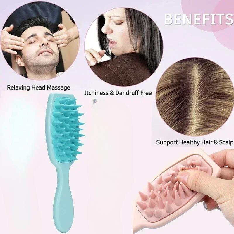 Extended Handle Soft Silicone Shampoo Scalp Hair Massager Hair Washing Comb Shower Brush Bath Spa Massage Brush Wholesale New