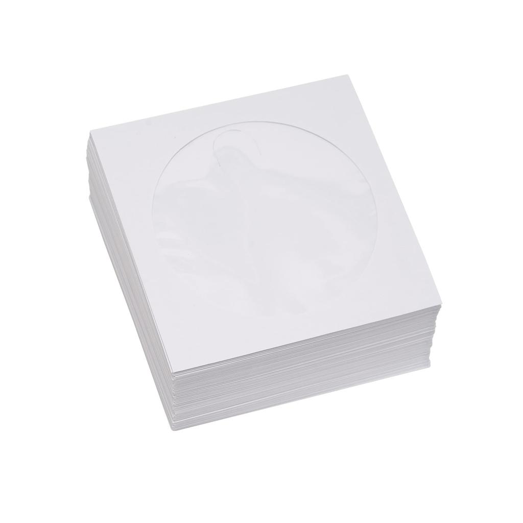 100Pcs 8cm VCD VCD Sleeves with Clear Window Reusable Dustproof Envelopes Protector for Music Movie Collection