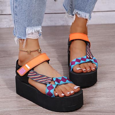 Summer Thick-soled Sponge Cake and Velcro Women's Sandals Beach Shoes