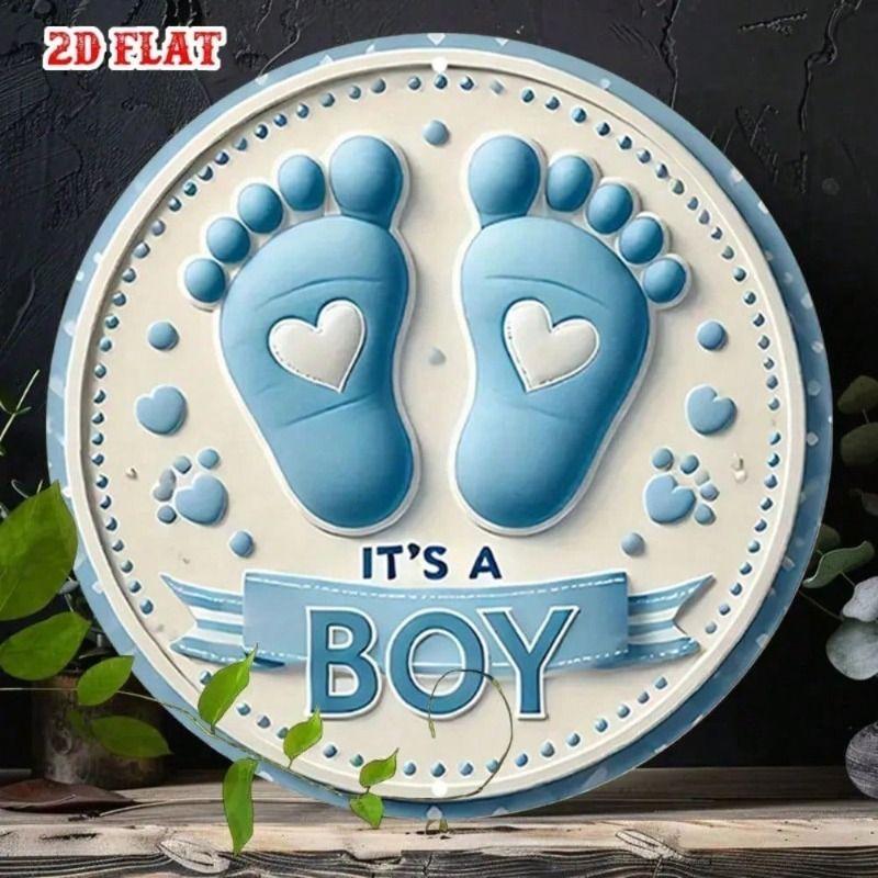 

Metal Poster Blue Boy Footprint Newborn Gift Cafe Wall Art