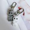 Cute Flocking Cat Keychain 3D Love Phone Pendant Headphone Charm Bag Decor Car Key Ring Jewelry Gift