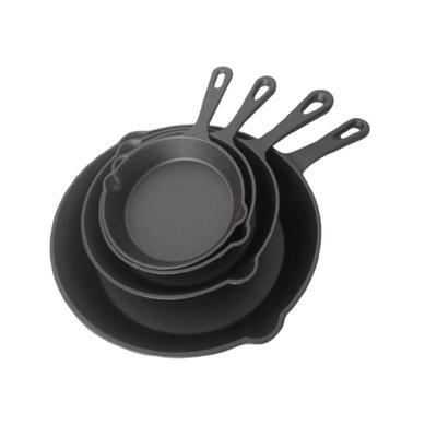 Old-fashioned Cast Iron Skillet Set: 6, 8, 10-inch Flat-bottom Frying Pans