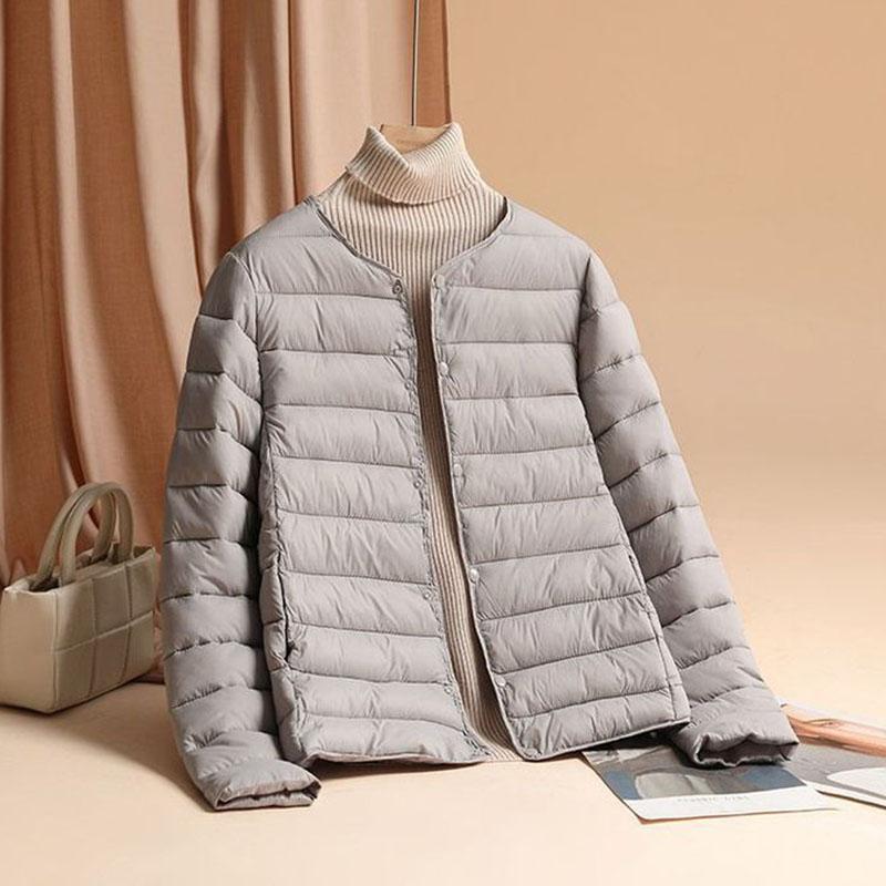 Autumn Winter Warm Women Jacket Ultra Lightweight Down Cotton Slim Coat Solid Matt Fabric Windbreaker Parkas