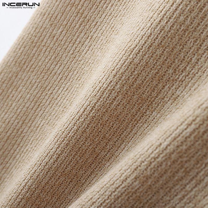 INCERUN Summer Men Sleeveless Solid Knitted Casual Fitted Tank Tops