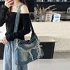 Washed Denim Women Shoulder Bag Large Capacity Student Zipper Messager Handbags