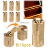 10/8pcs Hidden Brass Barrel Hinges 8/10mm 180 Degree Opening Angle Concealed Furniture Hinges  for DIY Jewelry Box Hand Craft