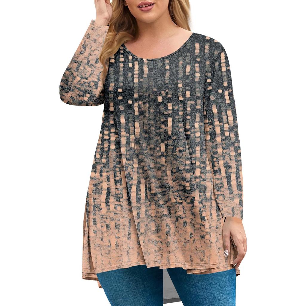 Women's Plus Size Top, Garden Collar Long Sleeved Shirt, Fashionable Floral Print Casual Top