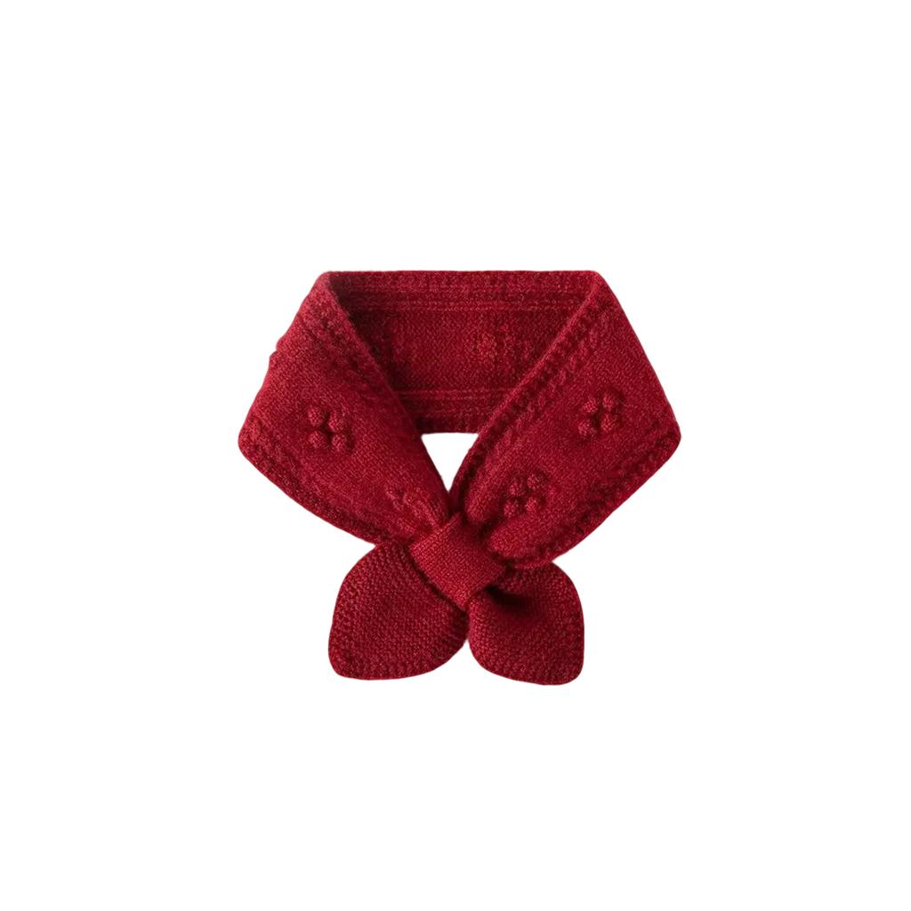 Cashmere Scarf Solid Color Crochet Knitted Small Bow Tie