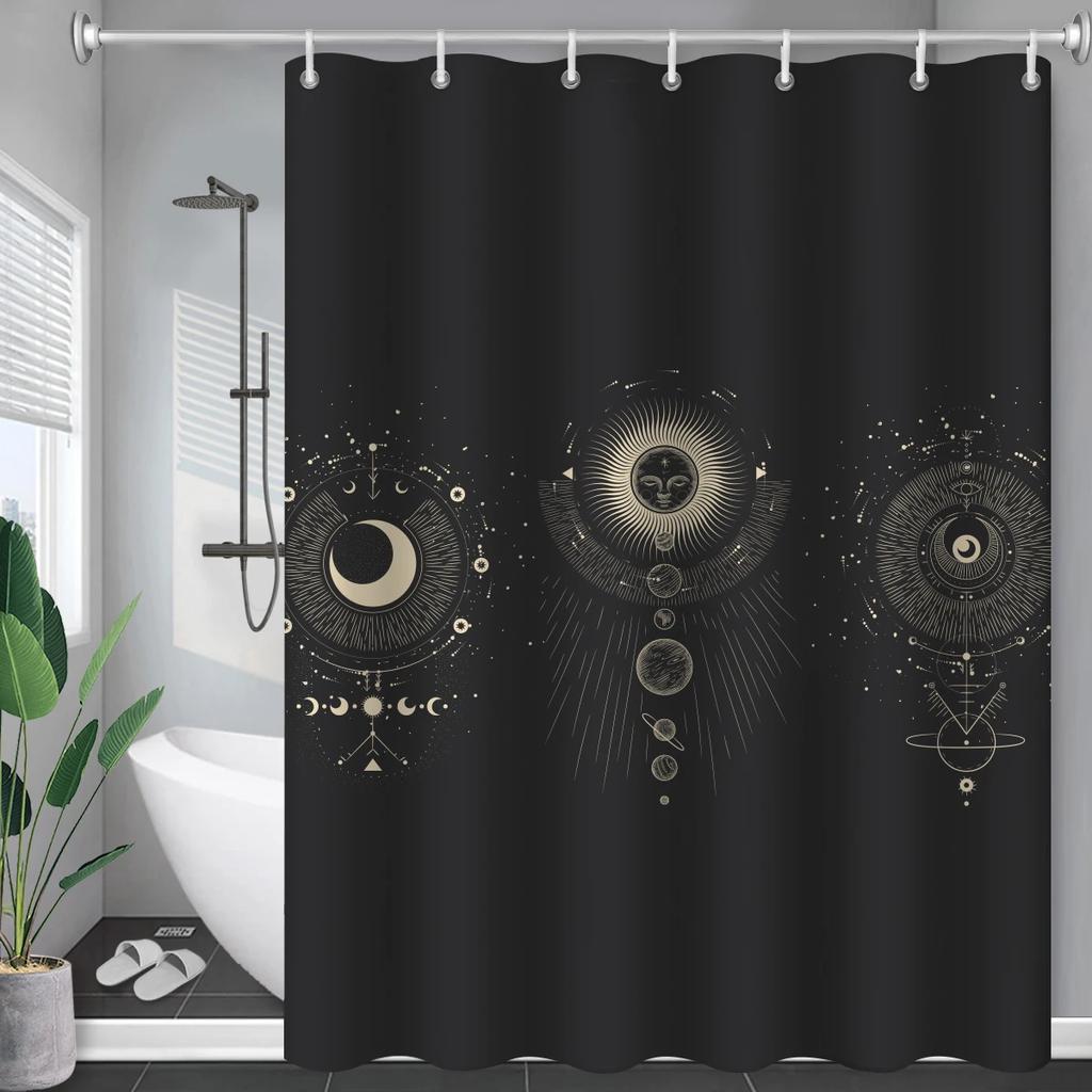 Constellation Fabric Shower Bath Curtain Blush Sun And Moon Phrase Modern Abstract Mysticism Waterproof Bathroom Accessories