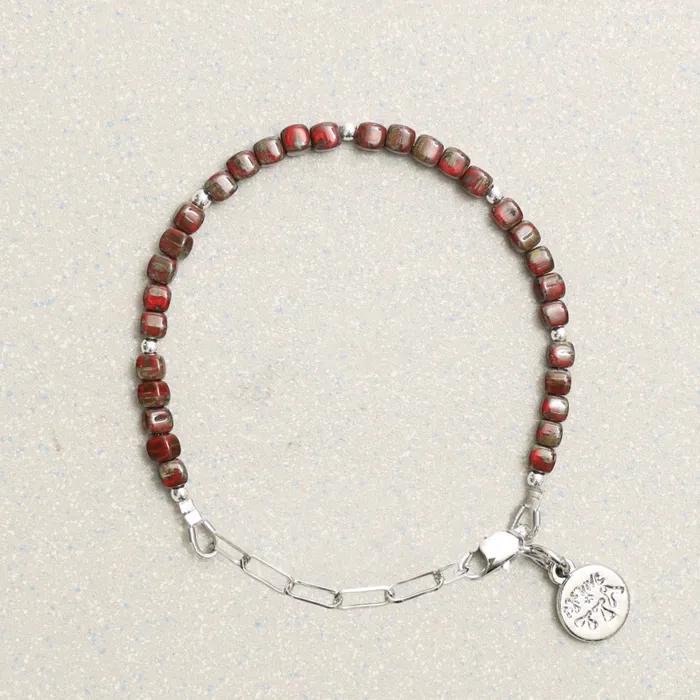 Czech Mini Cube Bracelet Red