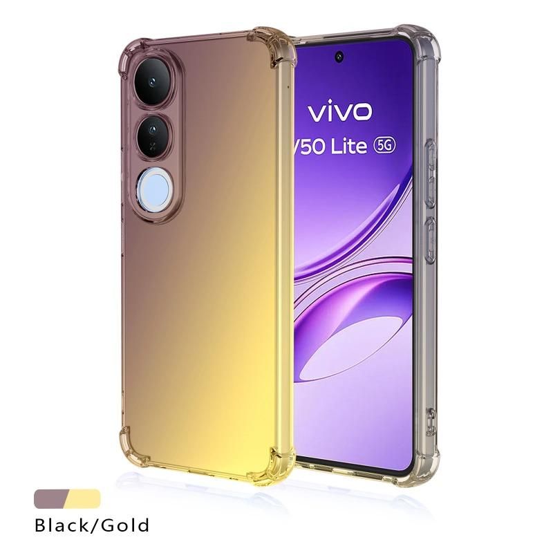 For VIVO V50 Lite V50E Regnbuegradient Støtsikkert Telefondeksel Myk TPU Gjennomsiktig Anti-fall Deksel for VIVO V 50 Kollisjonsputer Deksel