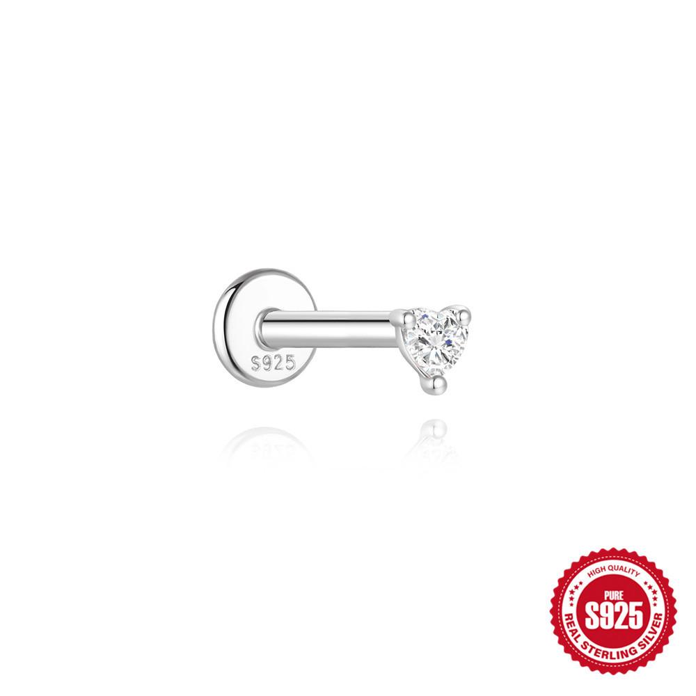 Simple Petal Moissanite S925 Silver Thread Cartilage Earring 16G Helix Stud Fashion