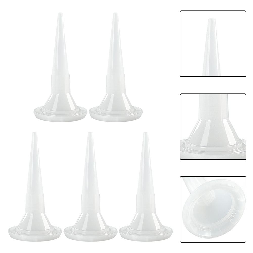 Glue Nozzle White 5pcs Caulking Tips Mouth Construction Tools