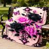 1pc Roses Butterflies Outdoor Blanket - Soft Flannel Cozy for Travel & Camping - All-Season Warm Bed Cover, Machine Washable Yy251229108
