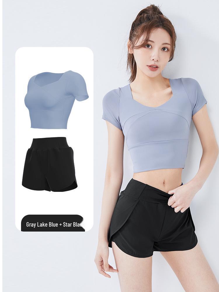 Women's Quick-Dry Summer Yoga & Fitness Two-Piece Set - Casual Sportswear Plus Size Short Sleeve