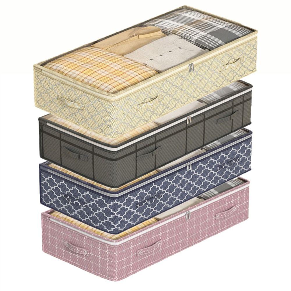 Dual Zipper Under Bed Storage Bag Clear Window Quilt Clothes Storage Bag  Dormitory