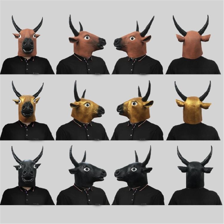 Halloween Ox Mask Animal Cosplay Mask Full Head Latex Mask For Women Man Cosplay Parties, Masquerade Animal Mask