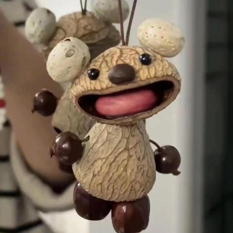 Natural Fruit Shell Hand-Cranked Wind Chime Pendant, Cute And Unique Fruit Shell Wind Chime Ornament. A