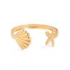 SHIXIN Bohemian Starfish Scallop Open Bangle for Women Fashion Smooth Metal Cuff Bracelet Hand Decoration Summer Beach Jewelry