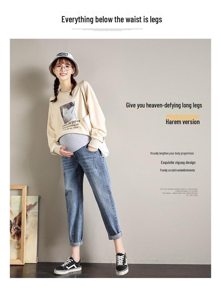 Xi Guizi 2022 Herbst Umstands-Haremjeans mit Bauchstütze