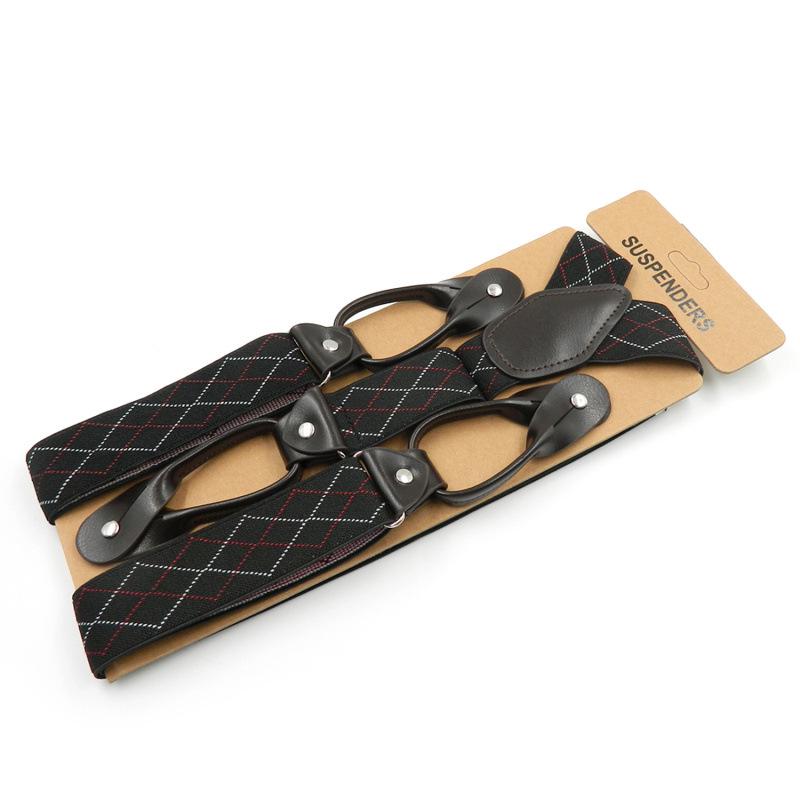 Wysokiej Jakości Elastyczne Szelki Męskie Codzienne na 6 Klipsów i Guziki