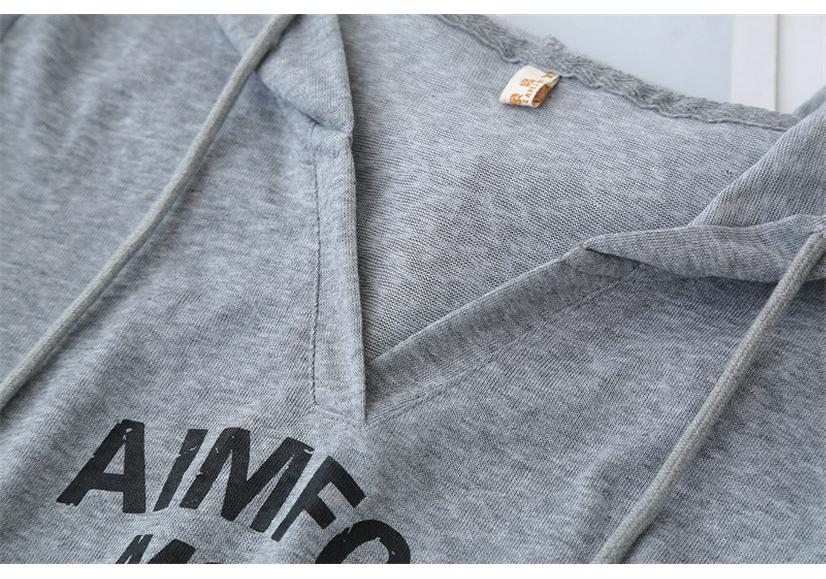Women's Plus Size V-Neck Letter Print Hoodie - Long Sleeve Casual Slimming Top for Spring 2026