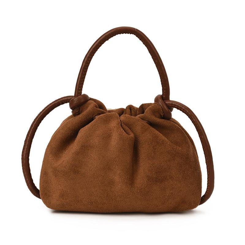 Vintage Style Pu Water Bucket Handbag With Top Drawstring Closure For Casual Outings