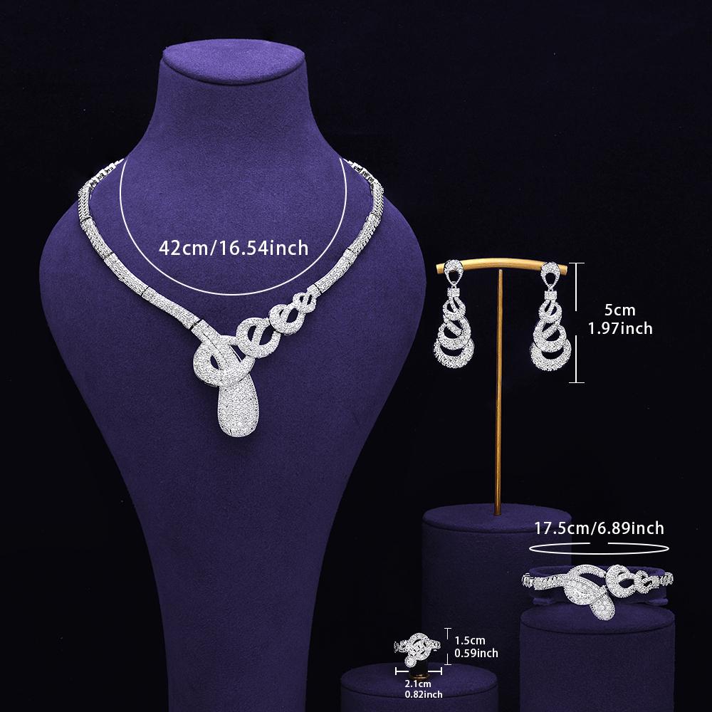 Sada svatebních šperků pozlacená bílým zlatem Svatební party Náhrdelník Šperky Sady Módní Dámské Doplňky