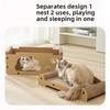 Neues integriertes Katzenspiel- und Schlafhaus, doppelschichtiges Katzenkratzbrett aus Holz, multifunktionales Katzennest, kratzfestes Haustierspielzeug