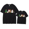 Family Christmas Reindeer T-Shirt Set: New Year Parent-Child Santa Claus Outfit for 3-4 Members, Mother-Daughter Short Sleeve.