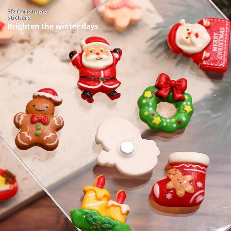 10/20/30/40/50Pcs Santa Claus Snowman Christmas Tree Decoration Children'S Toys For Gift Mixed Resin Christmas Fridge Magnets