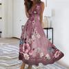 Women's Summer Fashion Retro Print V-Neck Sleeveless Long Dress