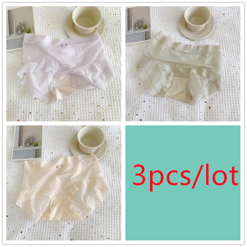 Super Thin Ice Permeable Facial Mask Underpants for Women's Large Summer Thin Mid Waist Briefs Seamless Breathable Sexy Lace Silk Gear Panties