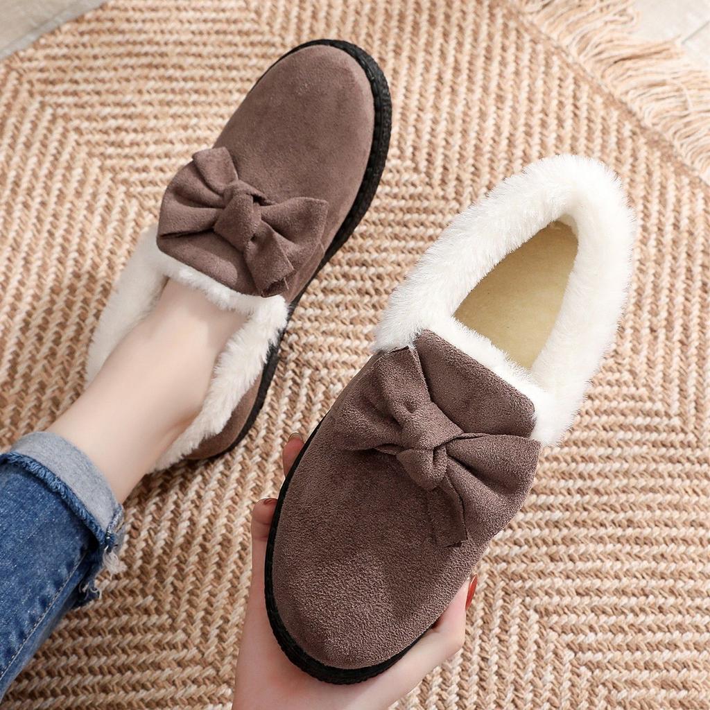Winter new old north cotton shoes women's velvet thickened warm mother shoes short bow one pedal snow boots