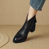 Concise Basic Women Ankle Boots Pointed Toe Mature Shoes Woman Back Zipper 2024 Autumn Winter New Genuine Leather Office Lady