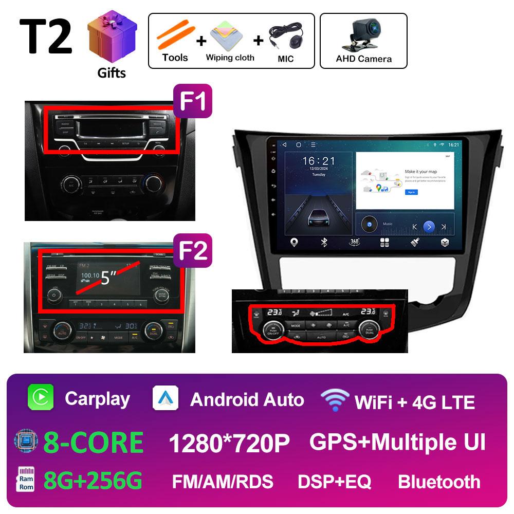 For Nissan Qashqai J11 Nissan X trail T32 2014 2015 2016 2017 Car Multimedia Audio Player Smart System GPS Navi QLED IPS Screen