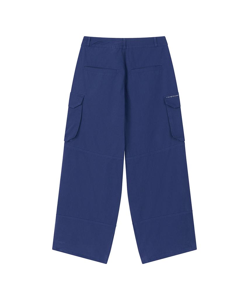 Lotaib Washed Cargo Cotton Pants - Blue